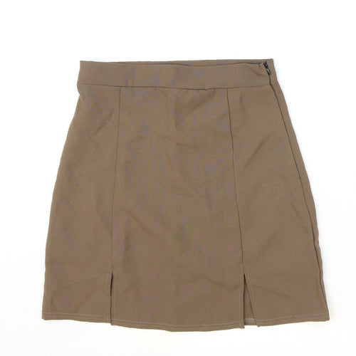 I SAW IT FIRST Womens Brown Polyester A-Line Skirt Size 8 Zip