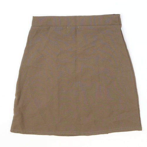 I SAW IT FIRST Womens Brown Polyester A-Line Skirt Size 8 Zip