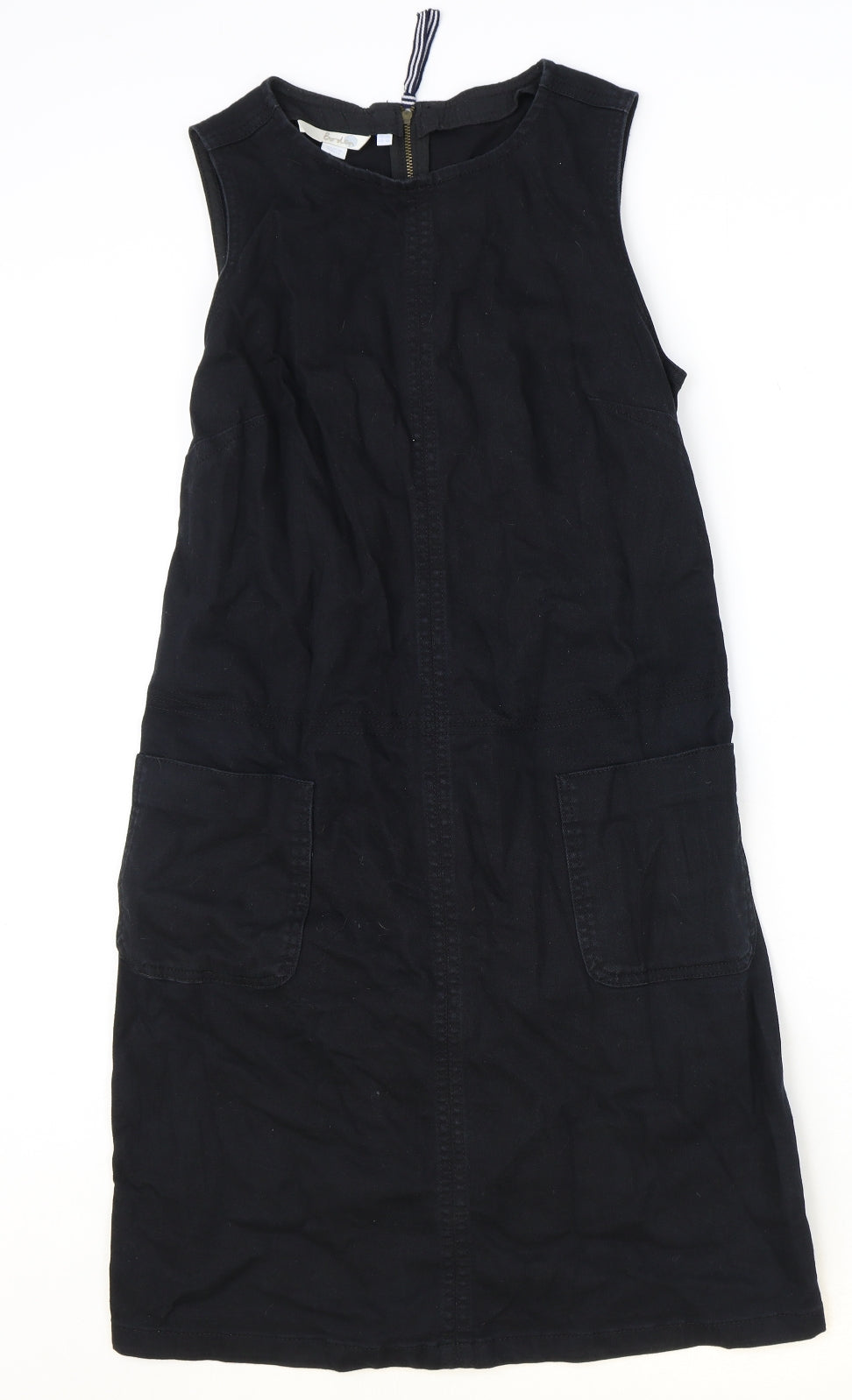 Boden Womens Black Cotton A-Line Size 10 Boat Neck Zip