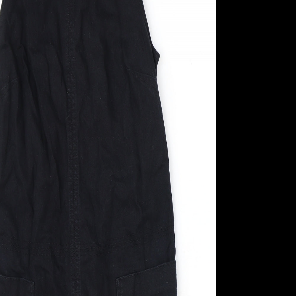Boden Womens Black Cotton A-Line Size 10 Boat Neck Zip