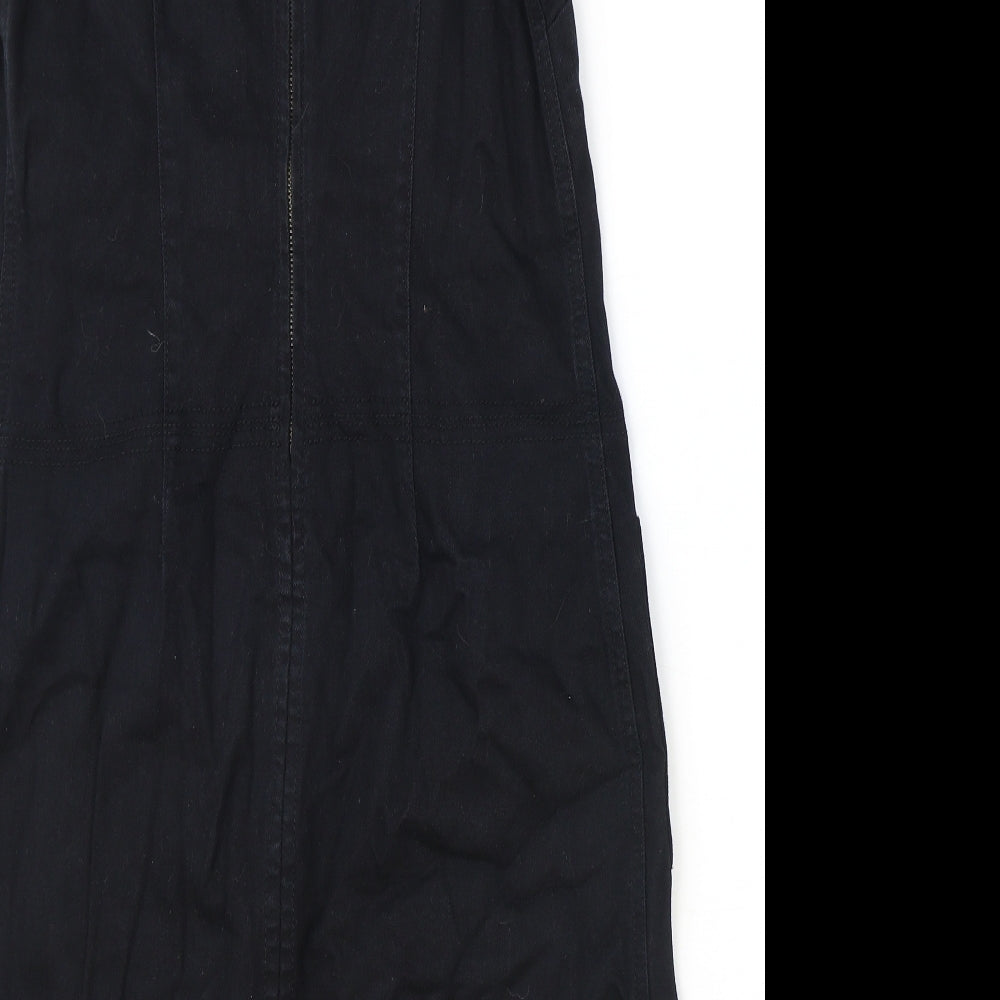 Boden Womens Black Cotton A-Line Size 10 Boat Neck Zip