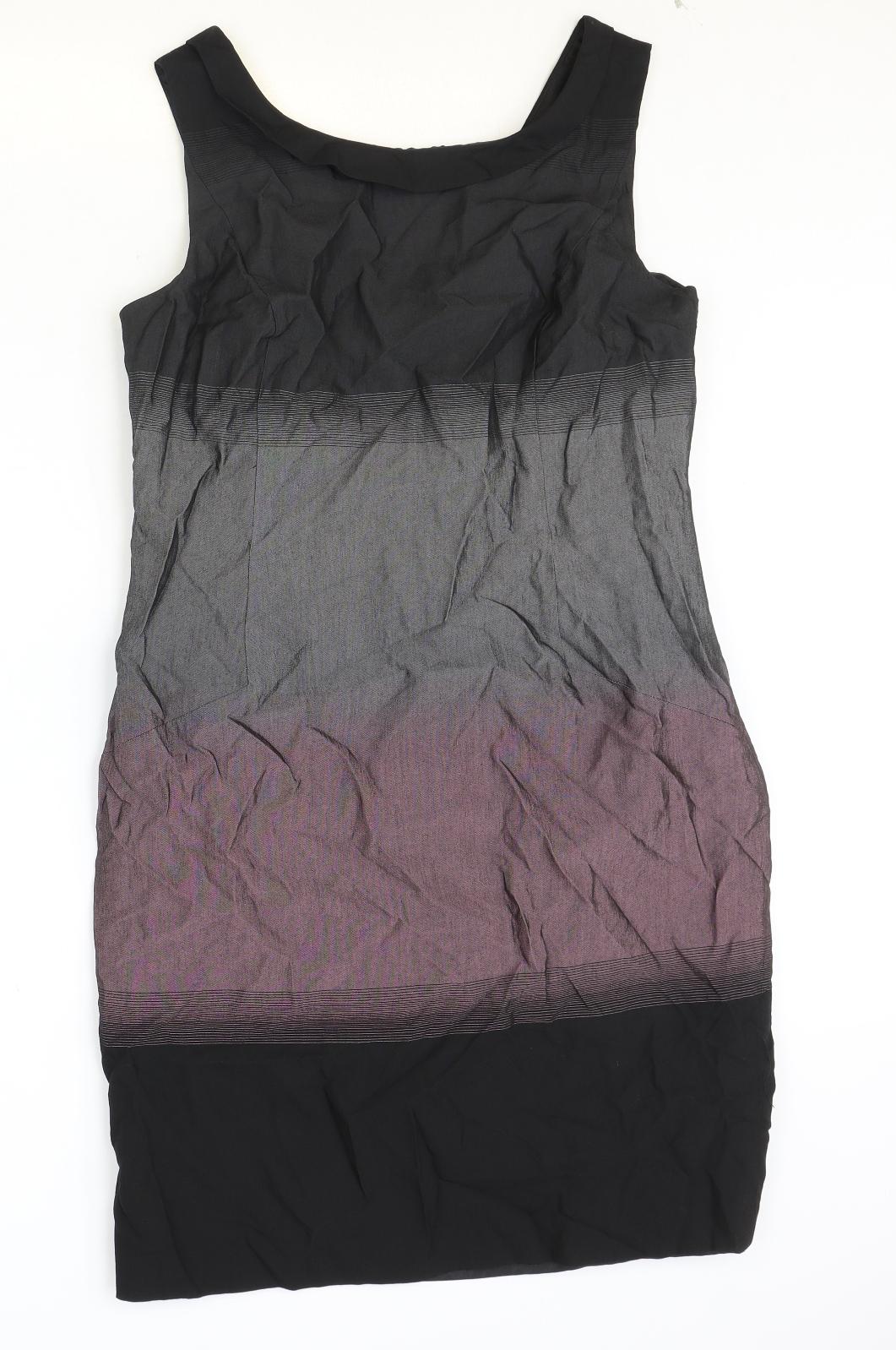 NEXT Womens Black Polyester Pencil Dress Size 16 Scoop Neck Zip