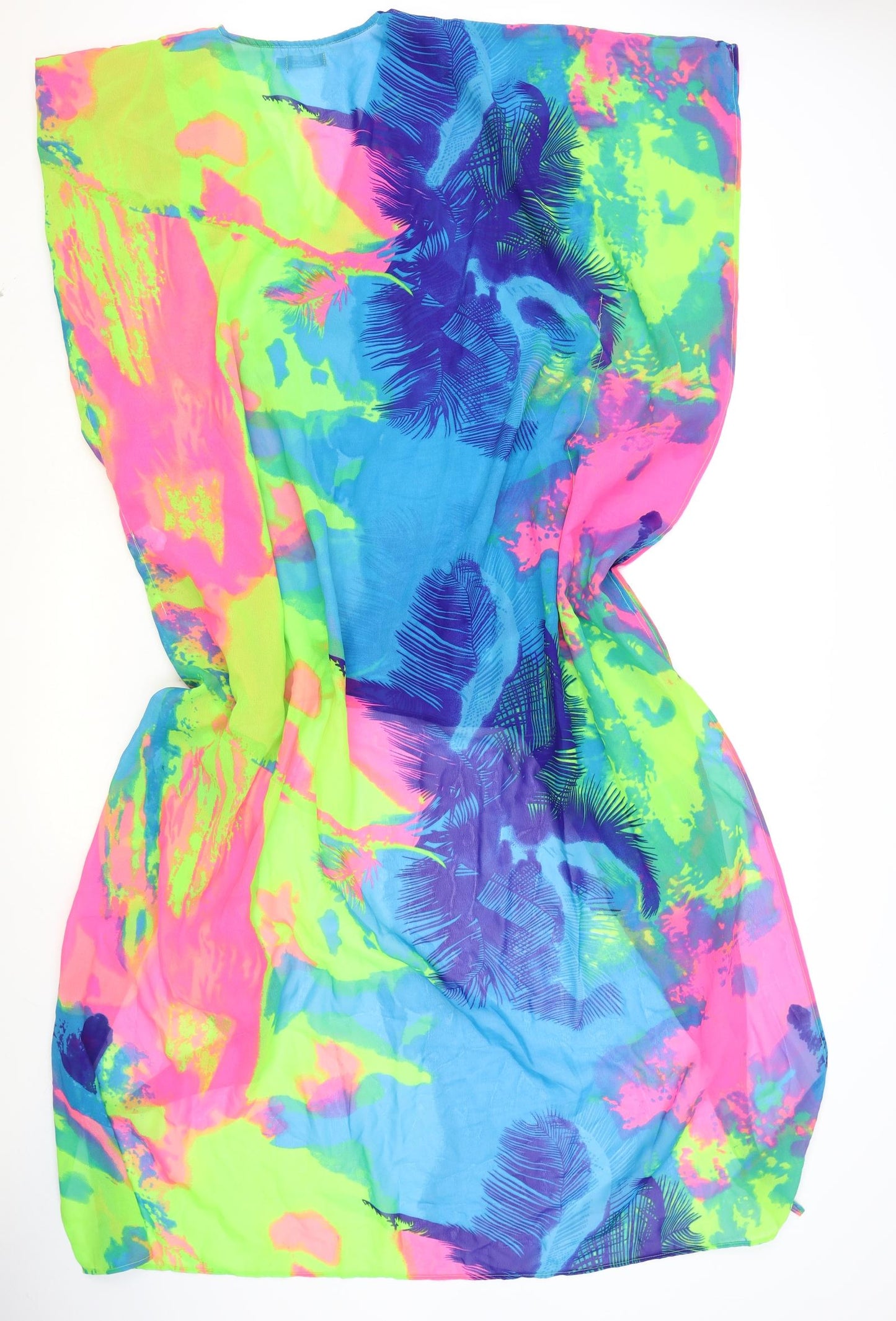 Boohoo Womens Multicoloured Geometric Polyester Kaftan Size S V-Neck Pullover - Tie Dye