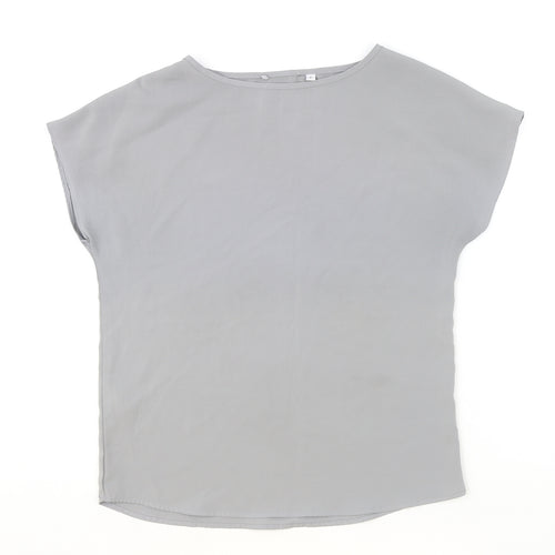 Preworn Womens Green Polyester Basic T-Shirt Size 8 Round Neck