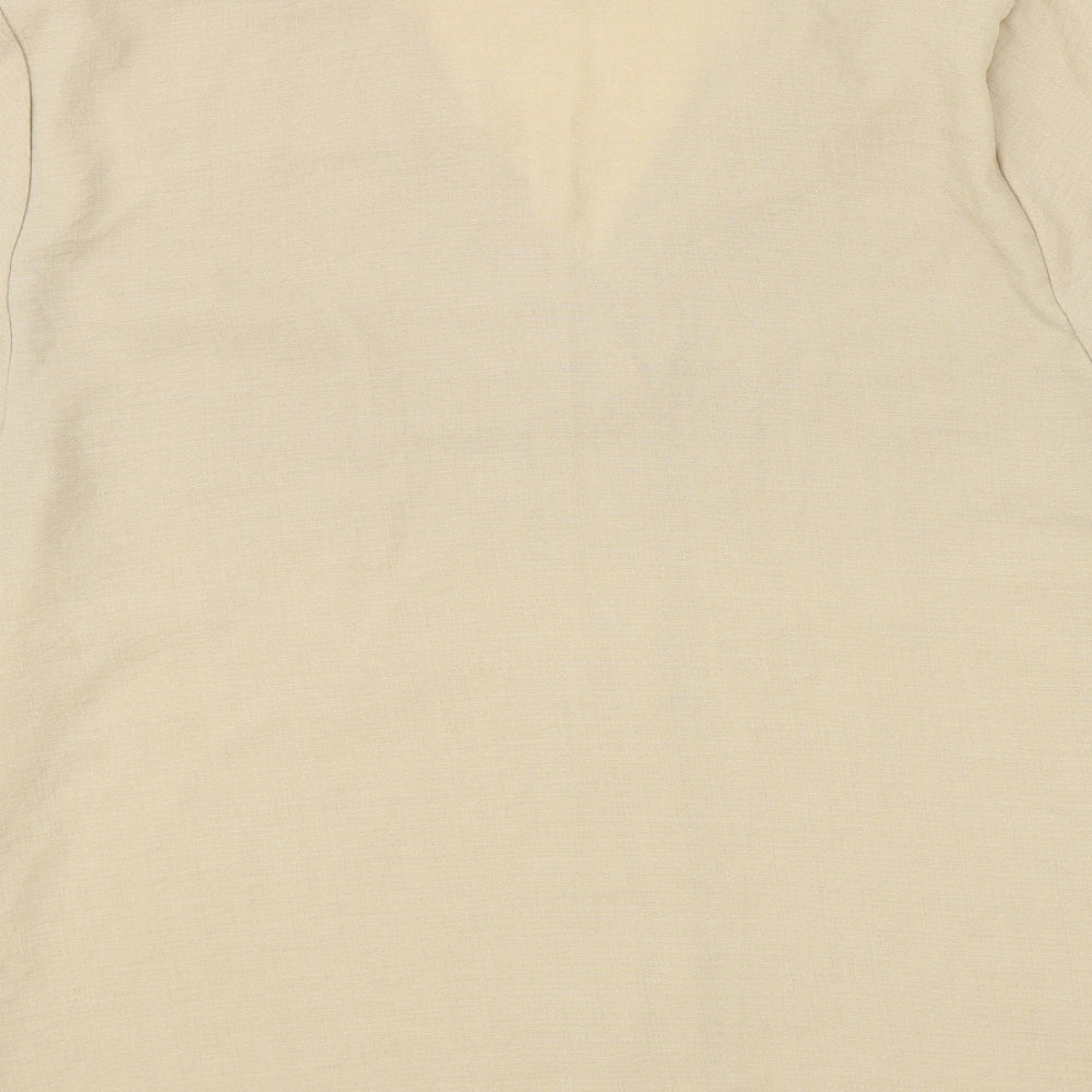 TU Womens Beige Polyester Basic Button-Up Size 18 V-Neck