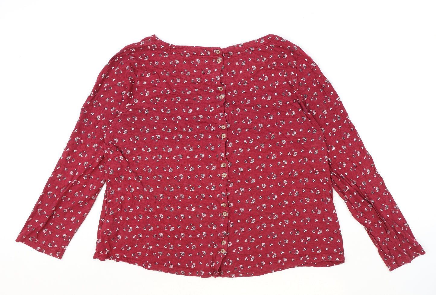 Fat Face Womens Red Geometric Cotton Basic T-Shirt Size 18 Round Neck