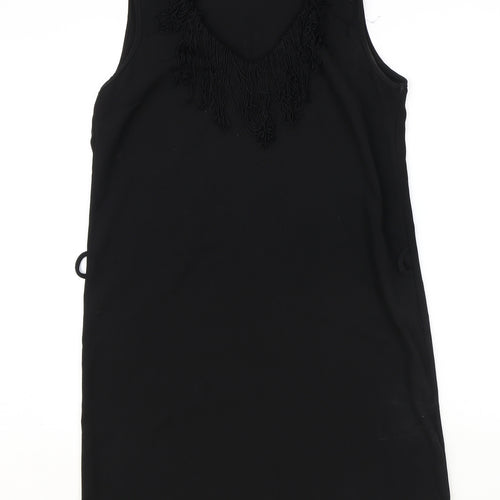 Preworn Womens Black Polyester Shift Size 14 V-Neck Pullover