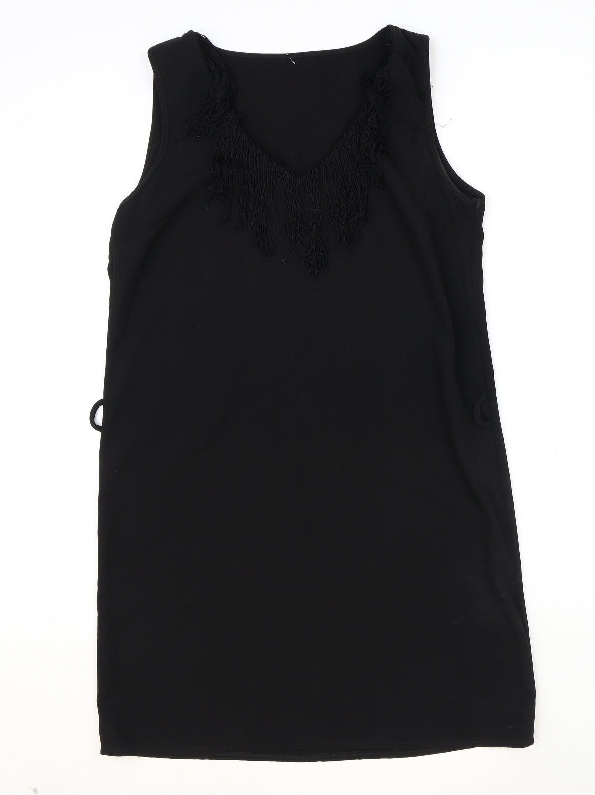 Preworn Womens Black Polyester Shift Size 14 V-Neck Pullover