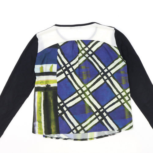 Peruggi Womens Multicoloured Geometric Polyester Basic Blouse Size 10 Boat Neck