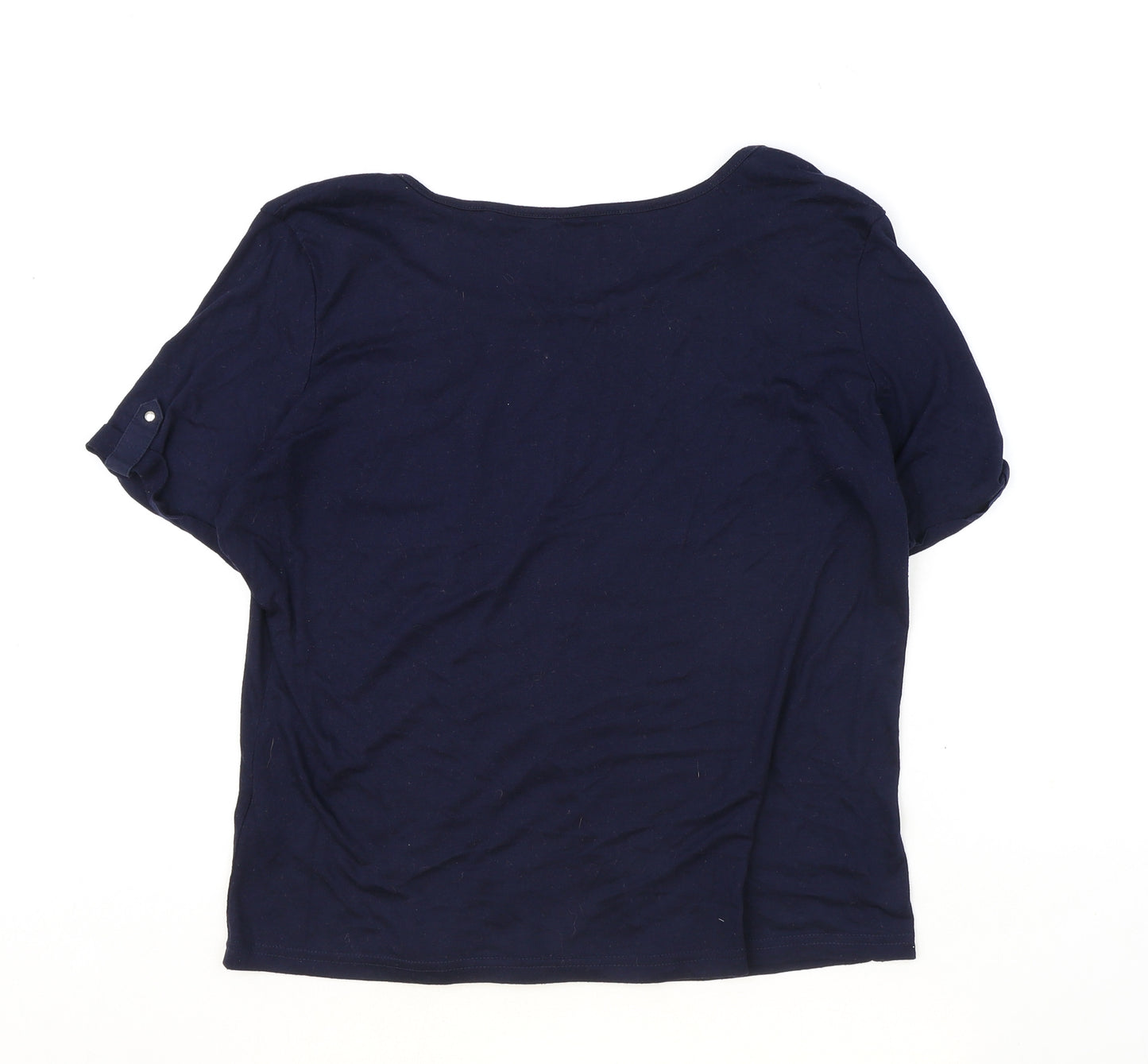 Red Herring Womens Blue Viscose Basic T-Shirt Size 18 Boat Neck