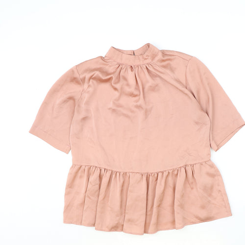 ASOS Womens Pink Polyester Basic Blouse Size 10 Round Neck - Smock