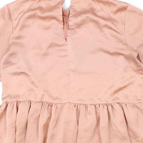 ASOS Womens Pink Polyester Basic Blouse Size 10 Round Neck - Smock
