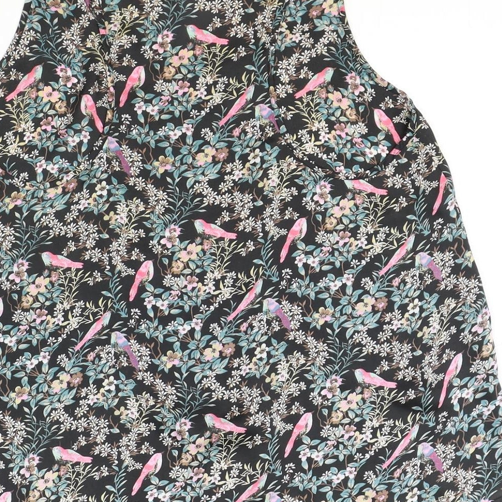 Accessorize Womens Black Floral Polyester Basic Tank Size L Scoop Neck - Bird Print