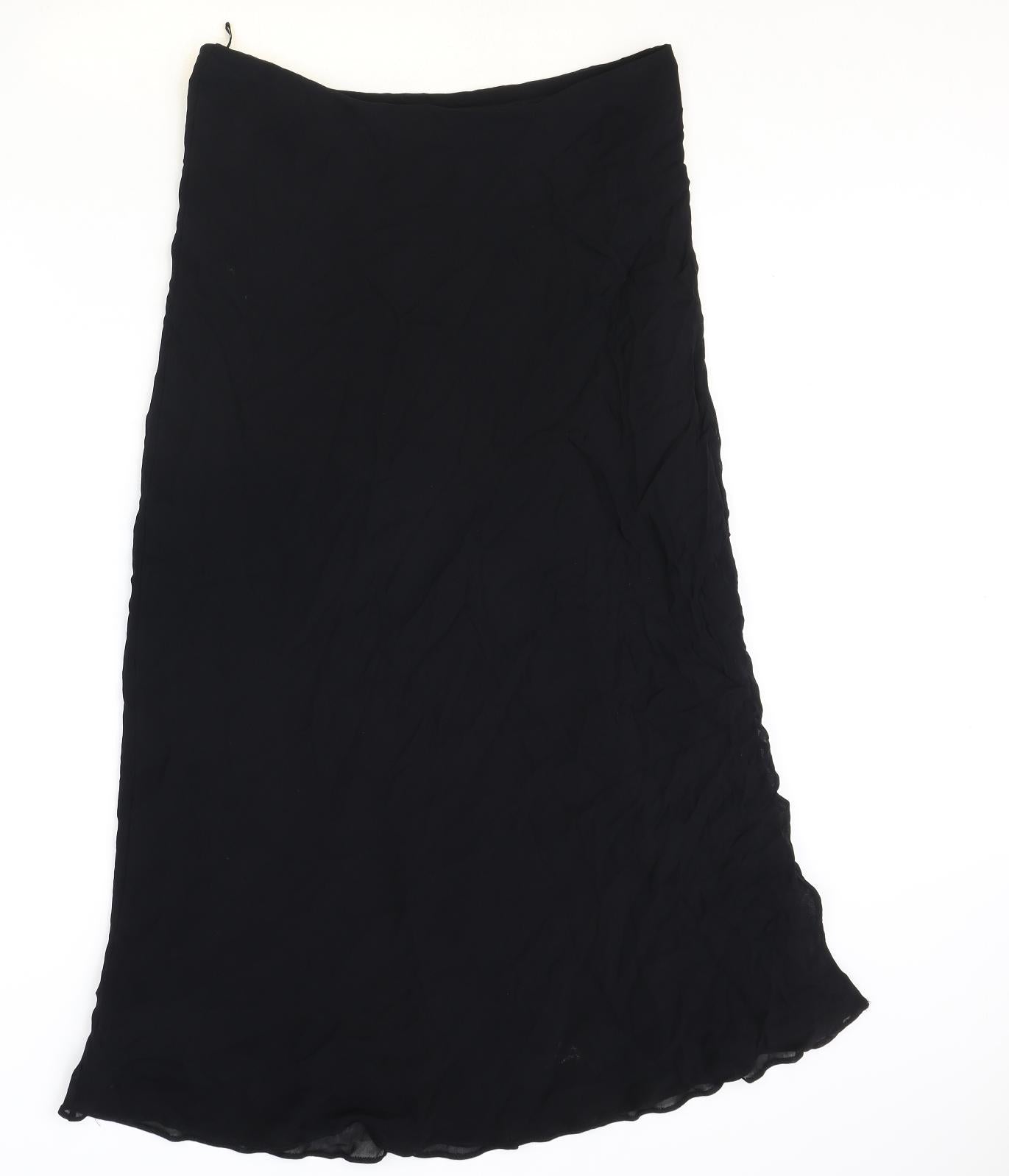 Marks and Spencer Womens Black Polyester A-Line Skirt Size 16