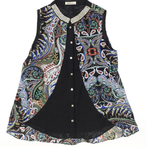 Deliah Womens Multicoloured Geometric Polyester Tunic Tank Size M Scoop Neck
