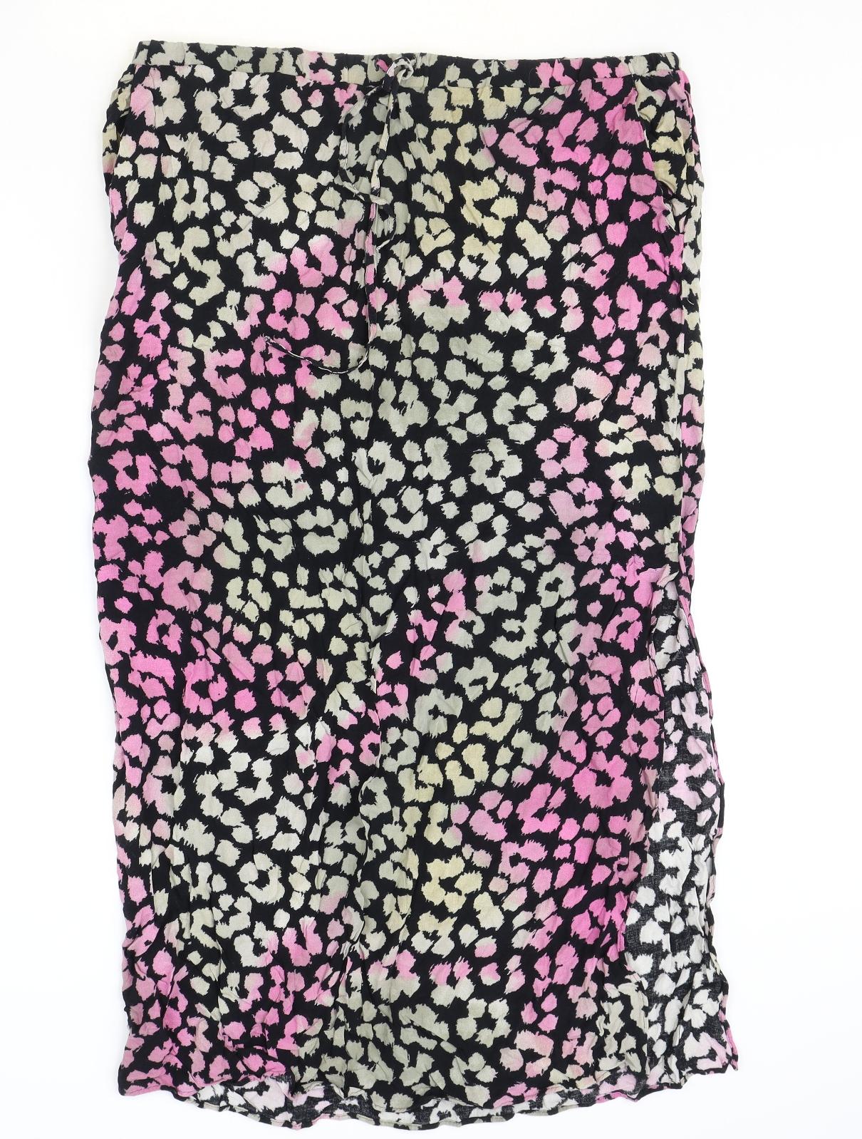 NEXT Womens Multicoloured Animal Print Polyester Straight & Pencil Skirt Size 16 Drawstring