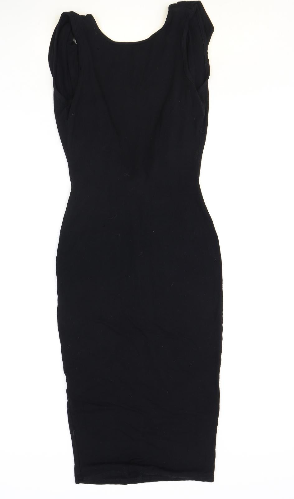 ASOS Womens Black Viscose Pencil Dress Size 8 Scoop Neck Pullover