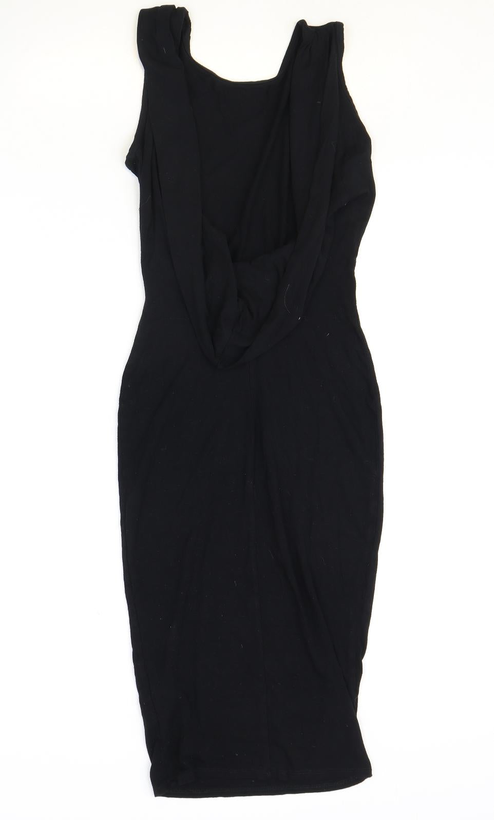 ASOS Womens Black Viscose Pencil Dress Size 8 Scoop Neck Pullover