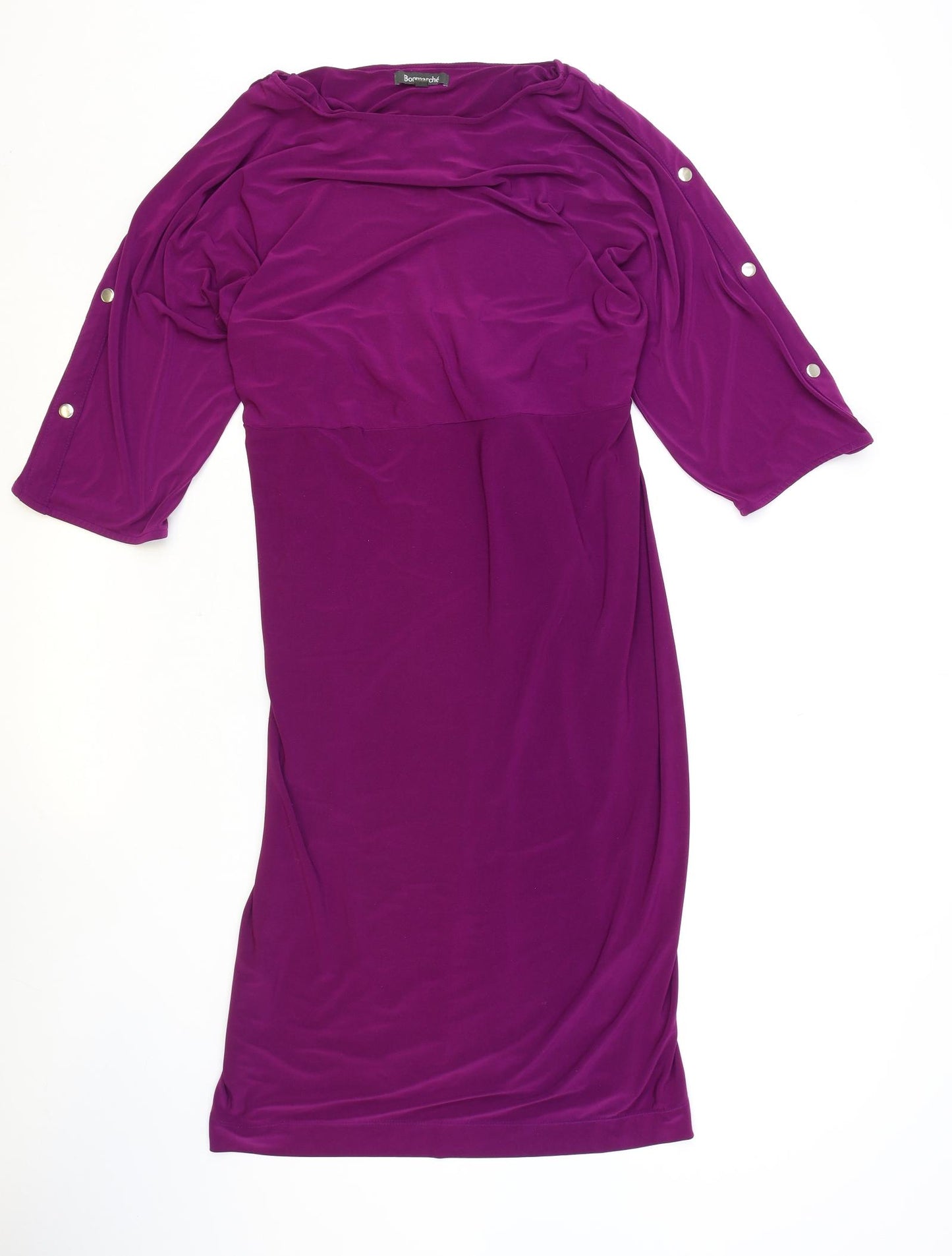 Bonmarché Womens Purple Polyester A-Line Size 20 Boat Neck Pullover