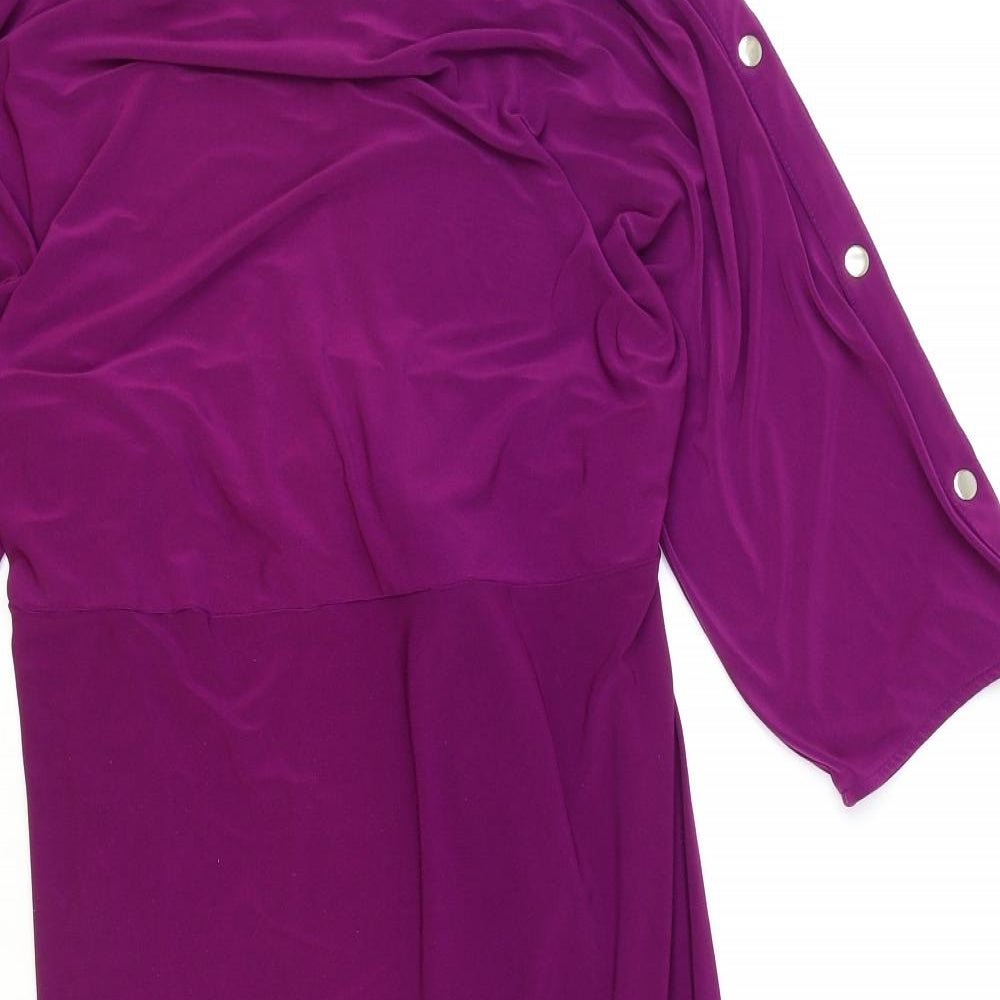 Bonmarché Womens Purple Polyester A-Line Size 20 Boat Neck Pullover
