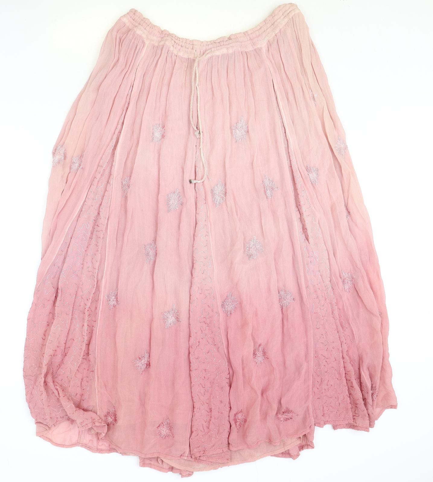 Ash Womens Pink Polyester Peasant Skirt One Size Drawstring