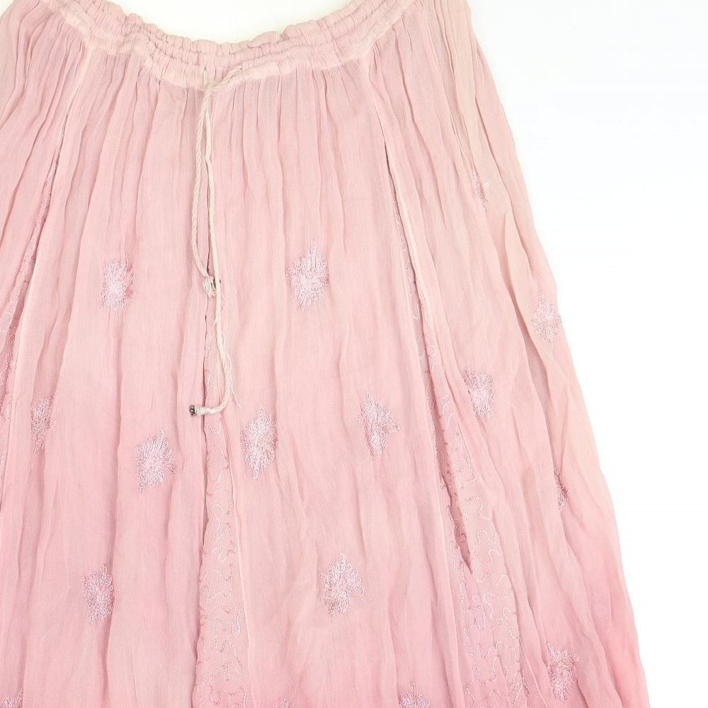 Ash Womens Pink Polyester Peasant Skirt One Size Drawstring