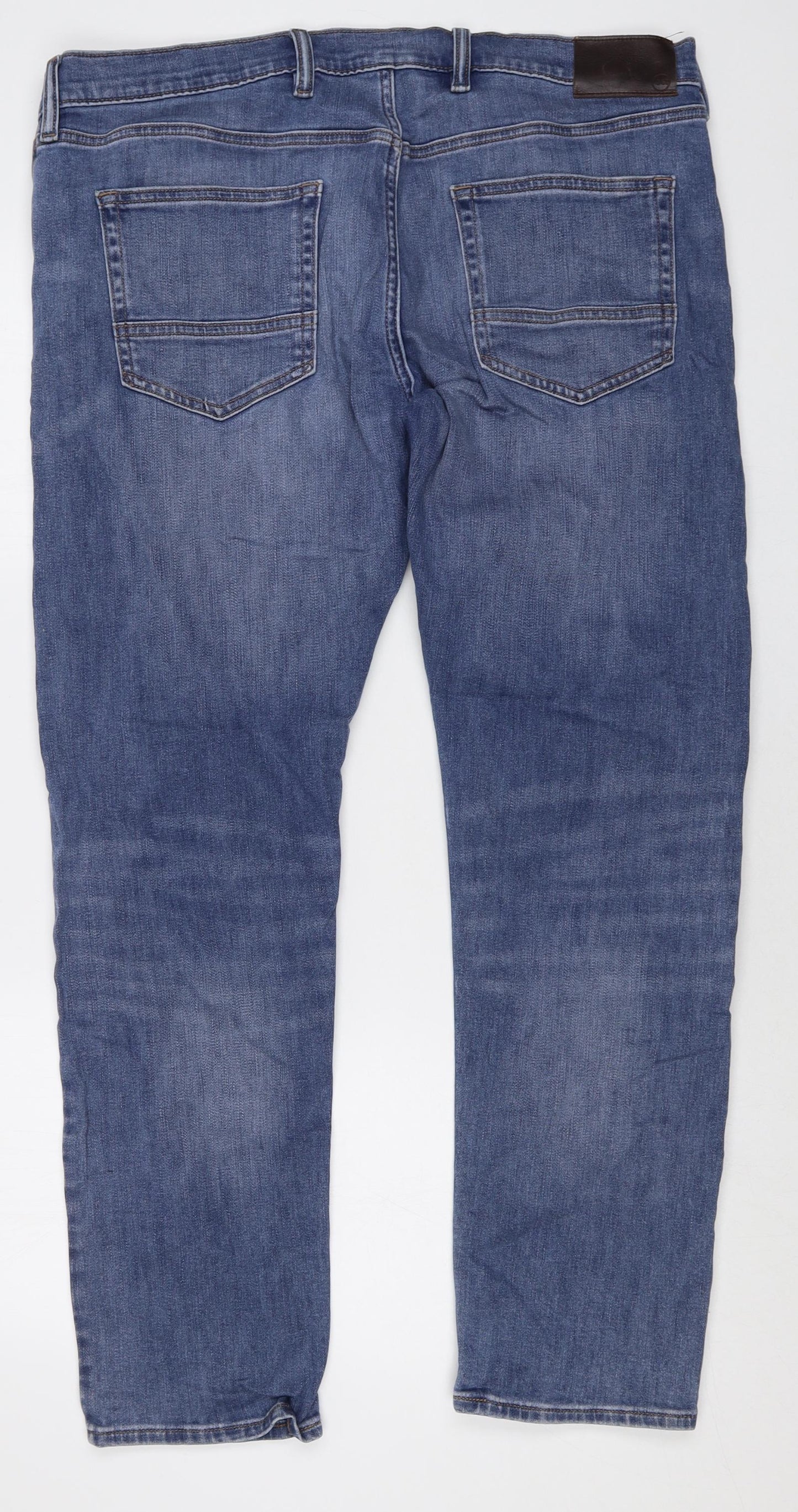 Marks and Spencer Mens Blue Cotton Straight Jeans Size 38 in Slim Zip