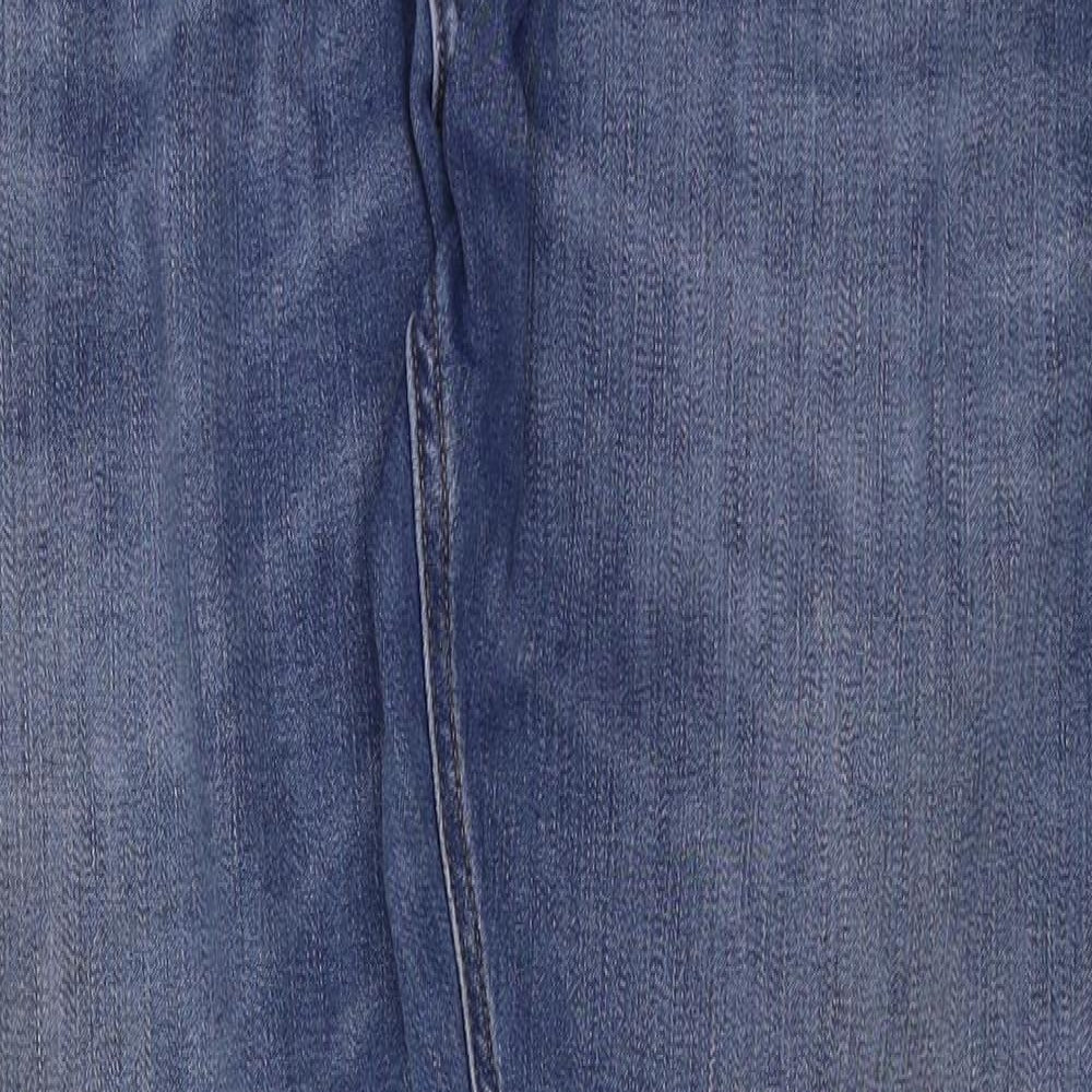 Marks and Spencer Mens Blue Cotton Straight Jeans Size 38 in Slim Zip