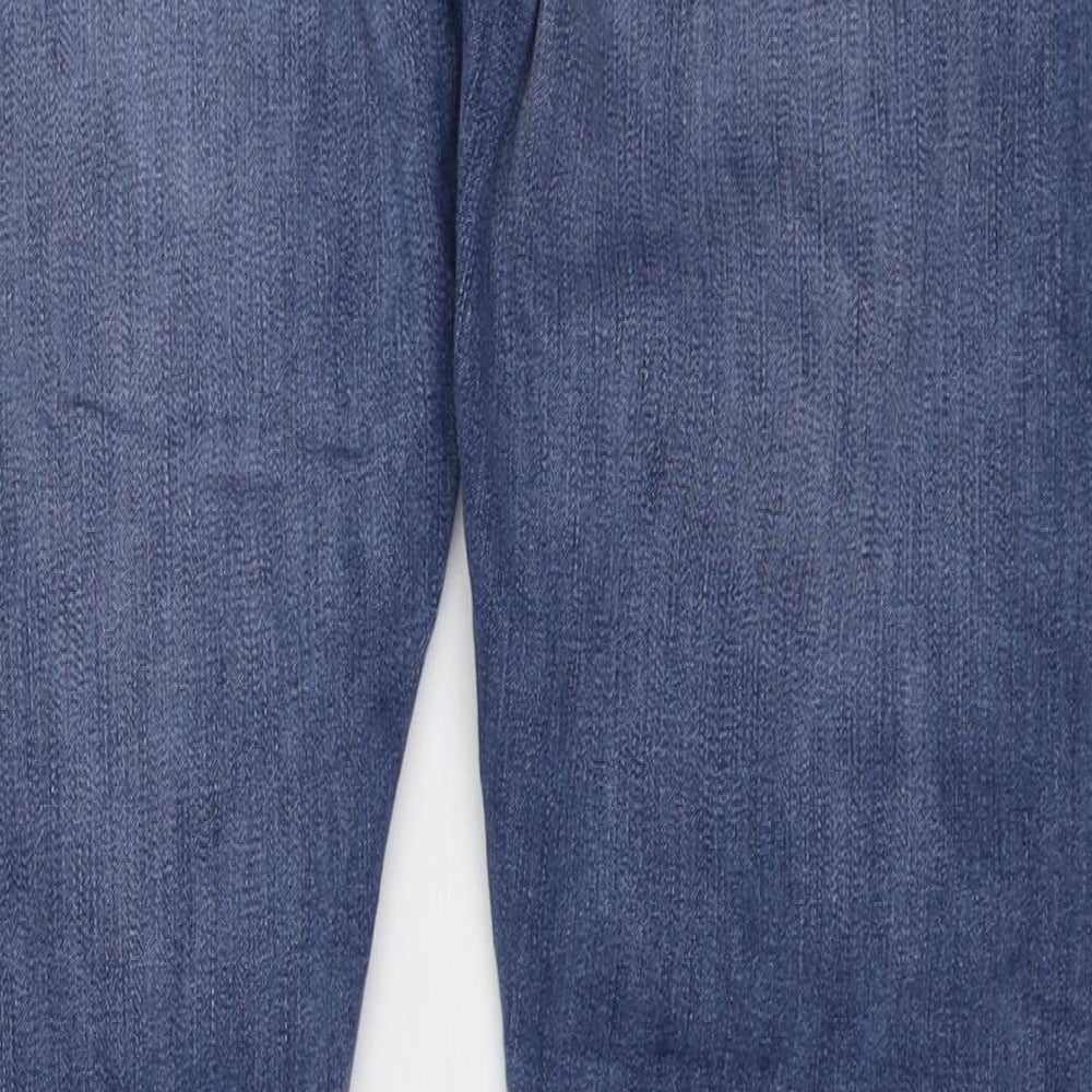 Marks and Spencer Mens Blue Cotton Straight Jeans Size 38 in Slim Zip