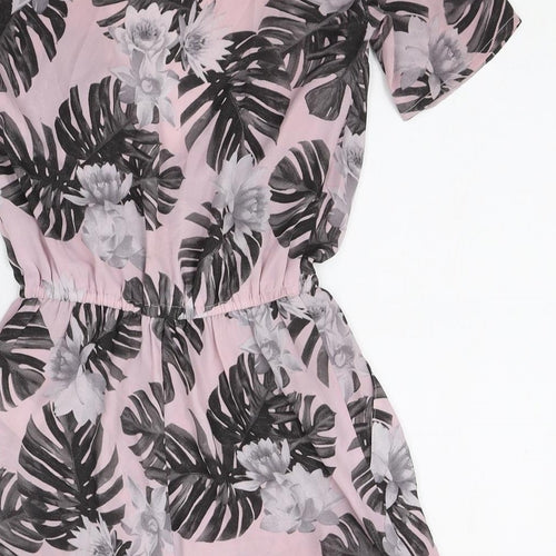 Divided Womens Pink Geometric Polyester Playsuit One-Piece Size 6 Pullover - Wrap Front