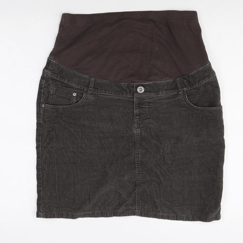 Yessica Womens Grey Cotton Straight & Pencil Skirt Size 12 Button