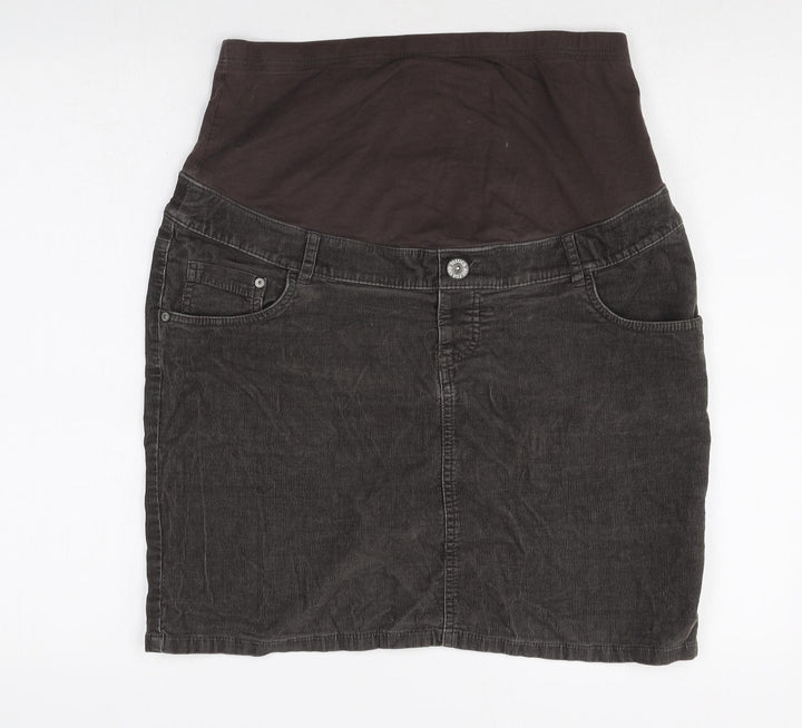 Yessica Womens Grey Cotton Straight & Pencil Skirt Size 12 Button
