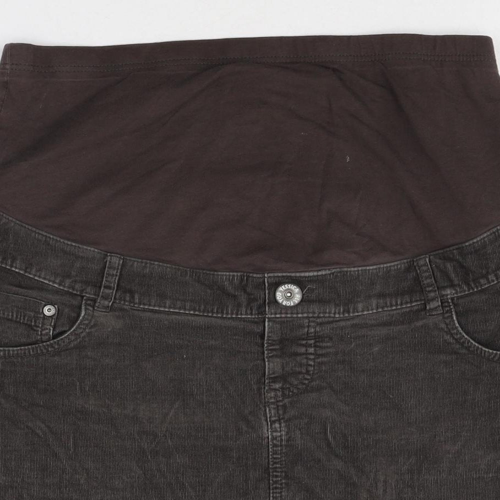 Yessica Womens Grey Cotton Straight & Pencil Skirt Size 12 Button