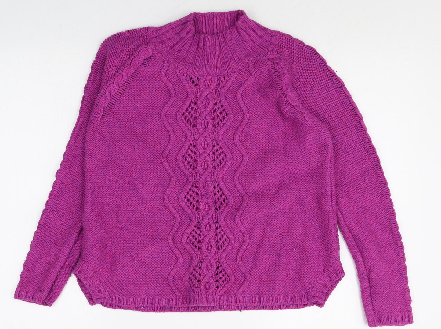 White Stuff Womens Purple Mock Neck Viscose Pullover Jumper Size 10