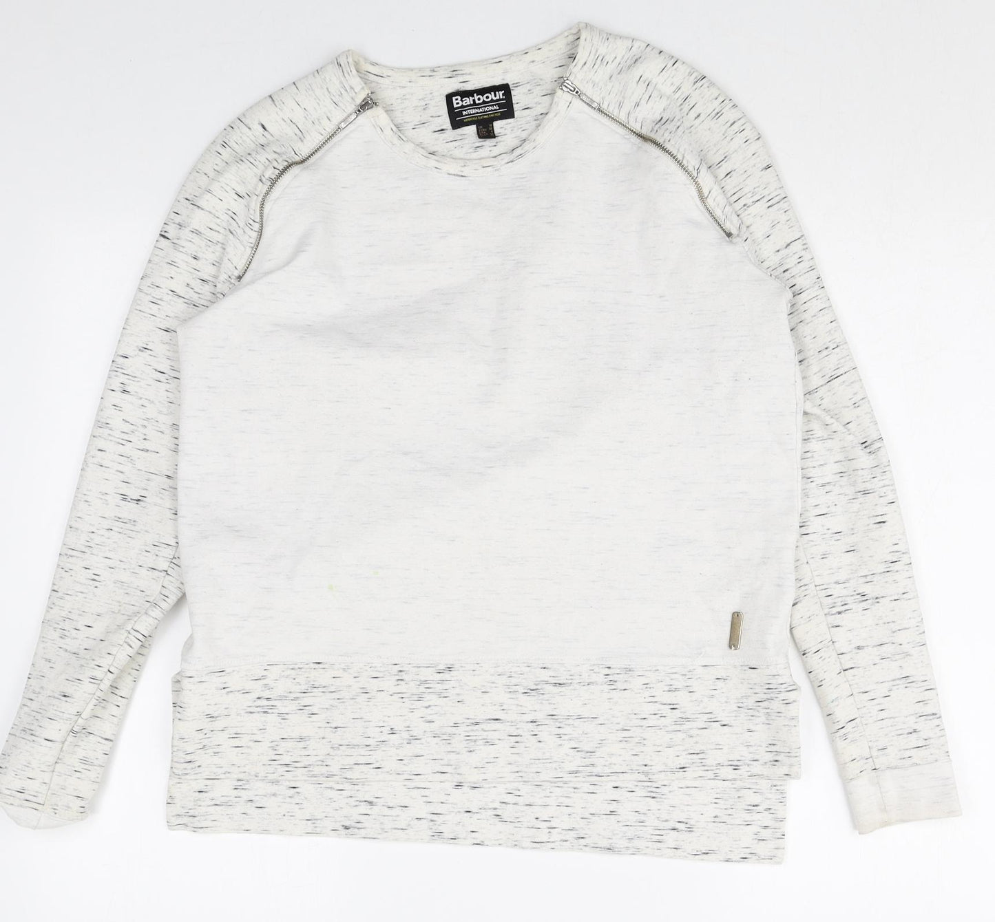 Bench Womens White Geometric Cotton Pullover Sweatshirt Size 10 Zip