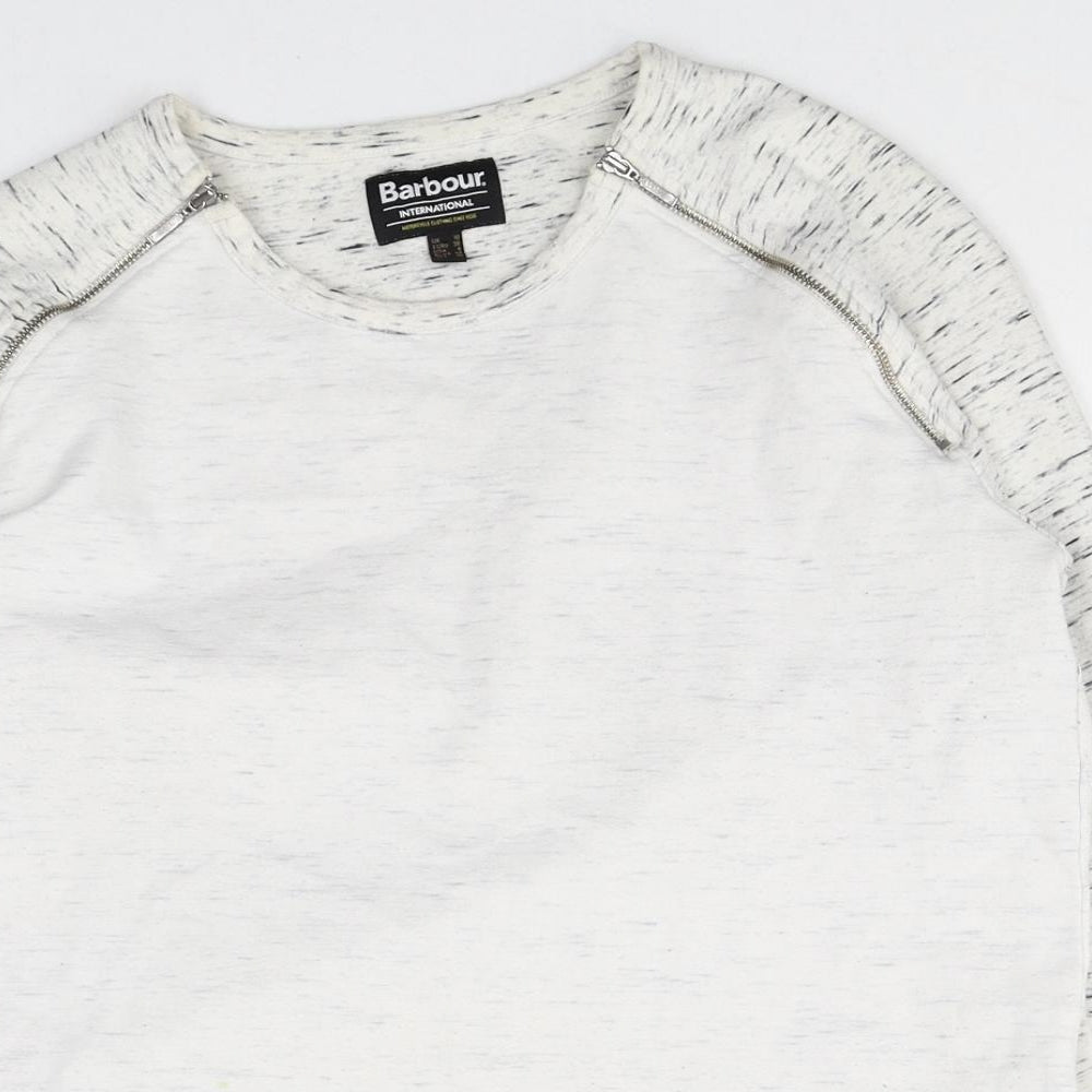 Bench Womens White Geometric Cotton Pullover Sweatshirt Size 10 Zip