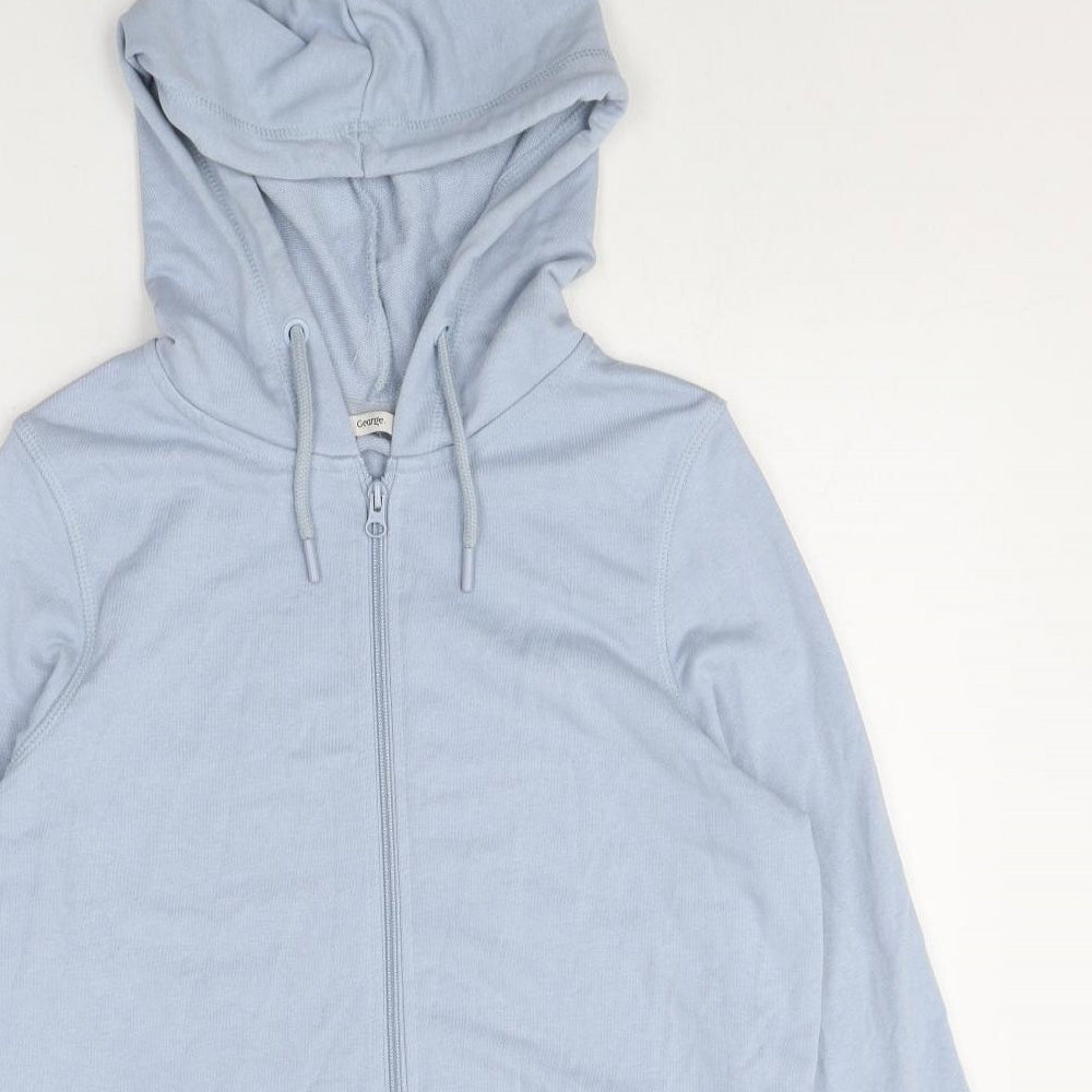 George Womens Blue Cotton Full Zip Hoodie Size S Zip