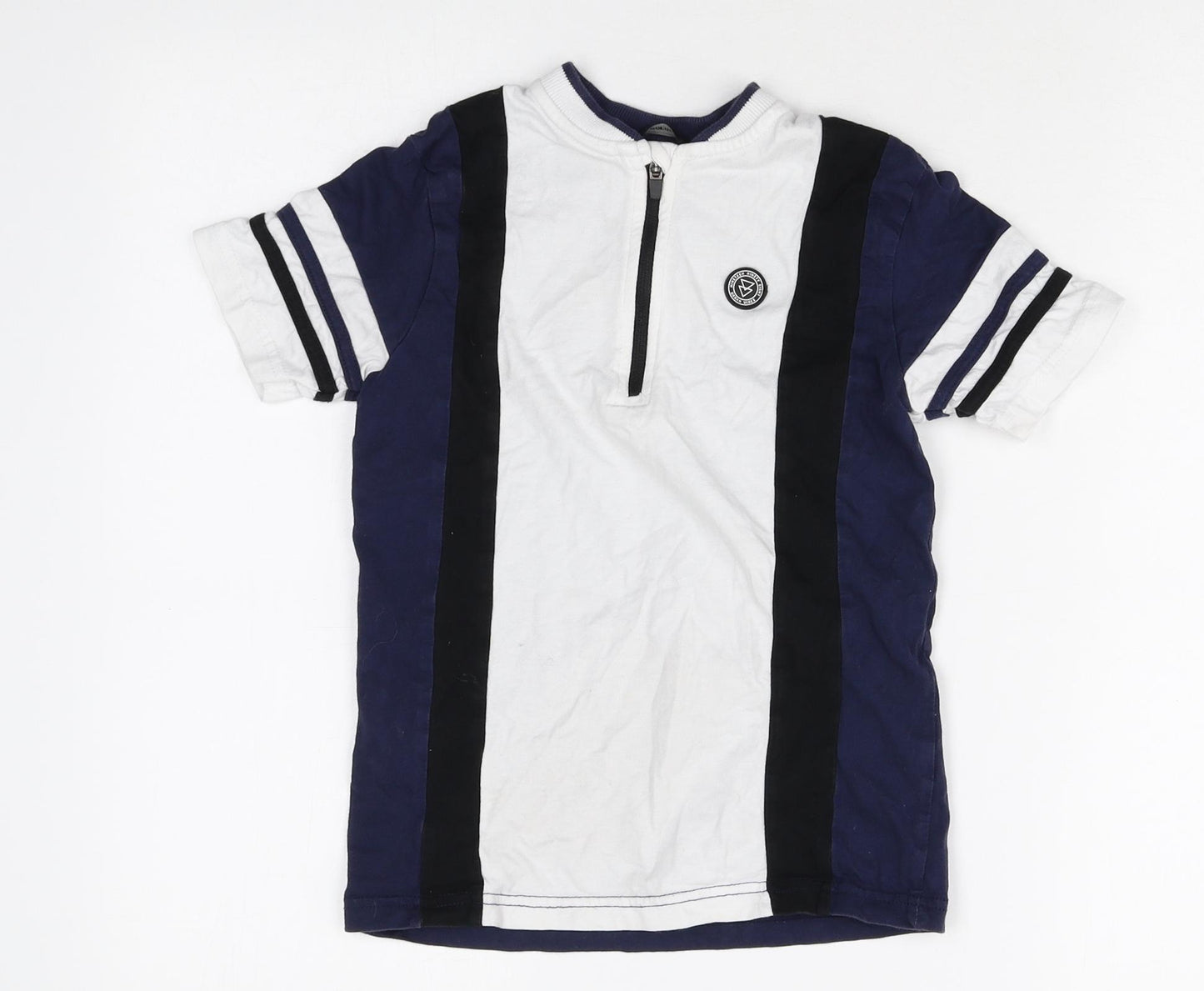 George Boys Multicoloured Colourblock 100% Cotton Basic T-Shirt Size 8-9 Years Round Neck Zip