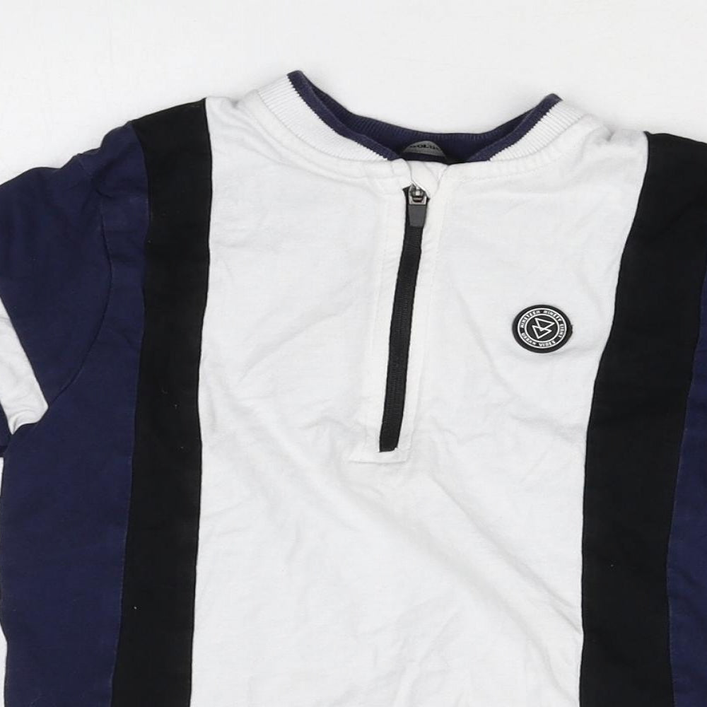 George Boys Multicoloured Colourblock 100% Cotton Basic T-Shirt Size 8-9 Years Round Neck Zip