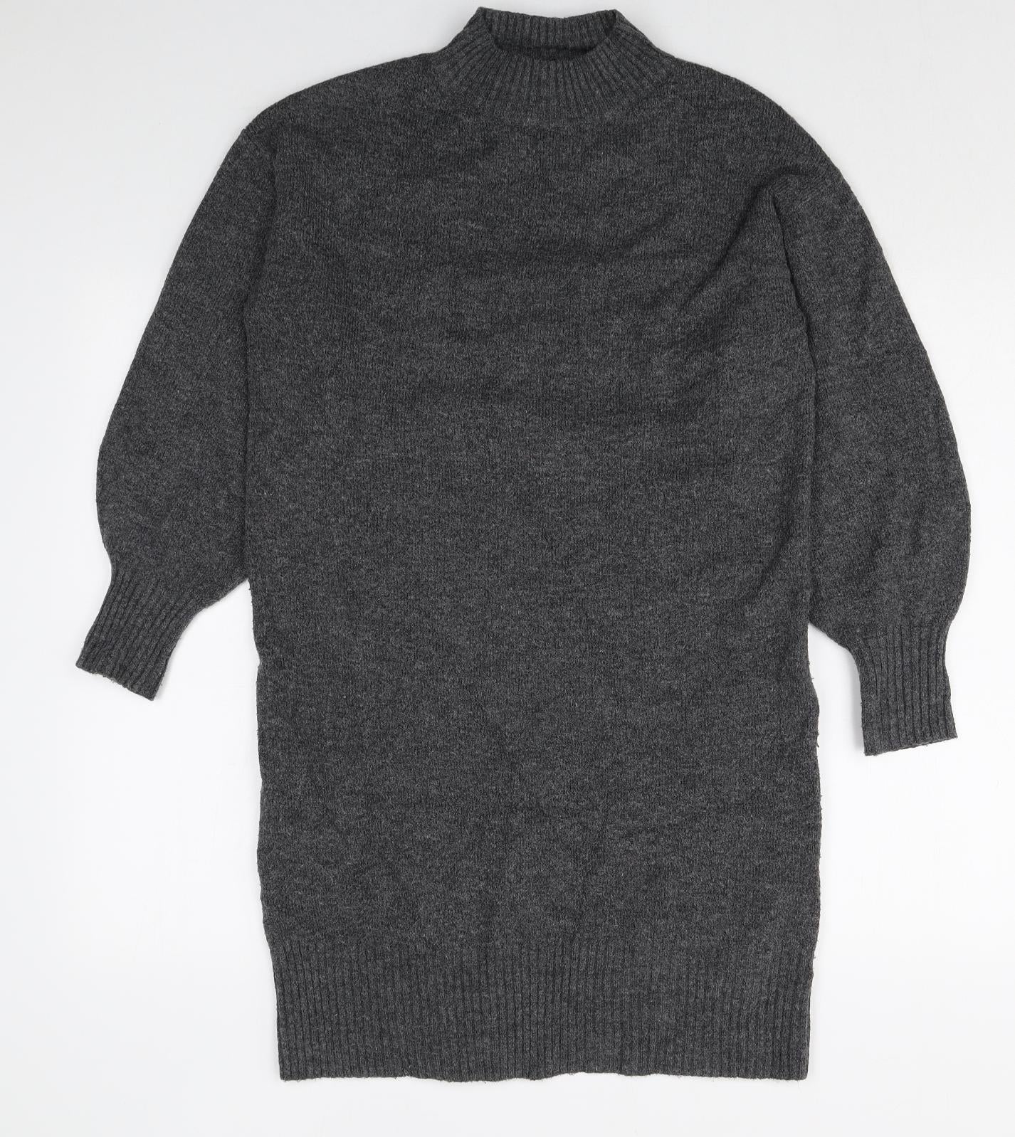 George Womens Grey Polyester Jumper Dress Size S Mock Neck Pullover