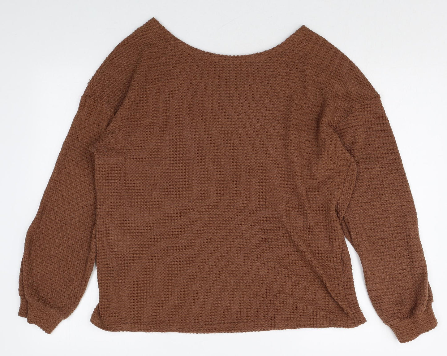 SheIn Womens Brown Scoop Neck Polyester Pullover Jumper Size 10
