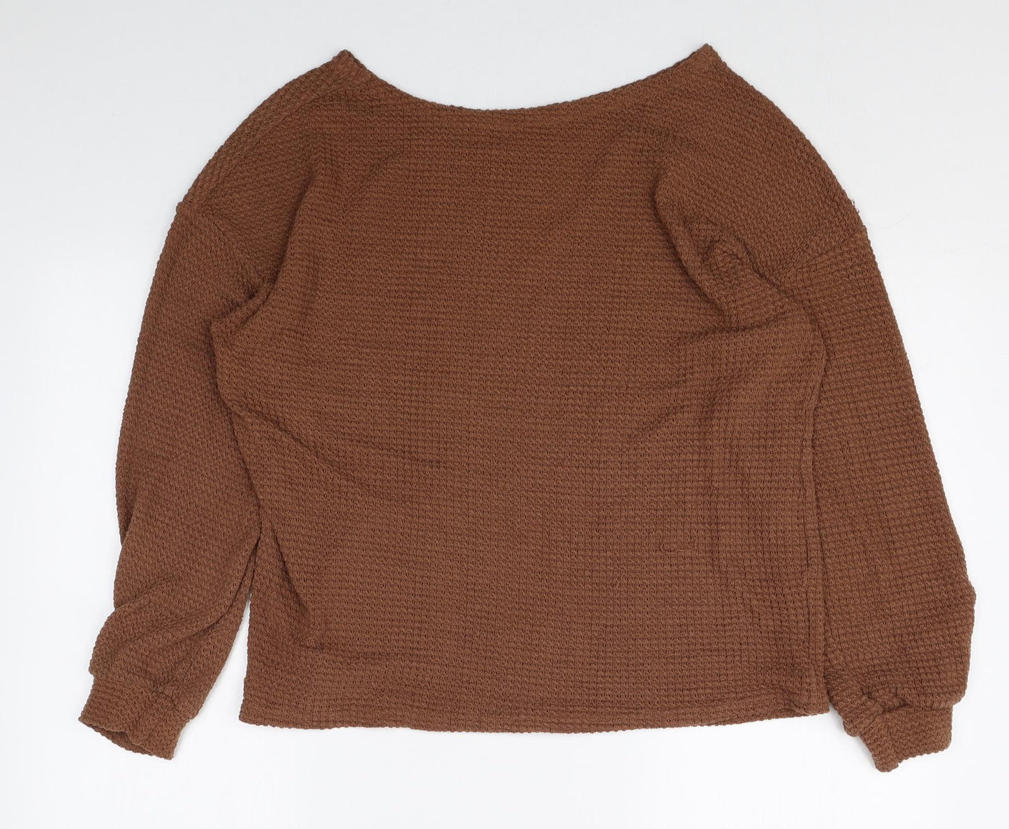 SheIn Womens Brown Scoop Neck Polyester Pullover Jumper Size 10
