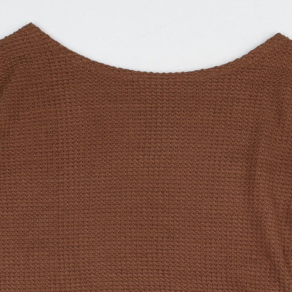 SheIn Womens Brown Scoop Neck Polyester Pullover Jumper Size 10