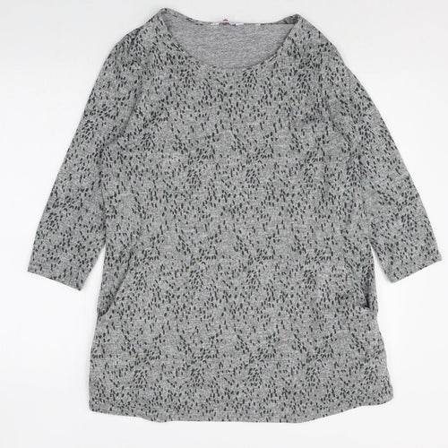 Julipa Womens Grey Geometric Polyester Jumper Dress Size 12 Scoop Neck Pullover