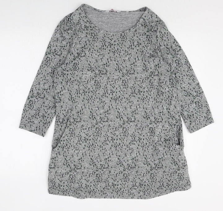 Julipa Womens Grey Geometric Polyester Jumper Dress Size 12 Scoop Neck Pullover