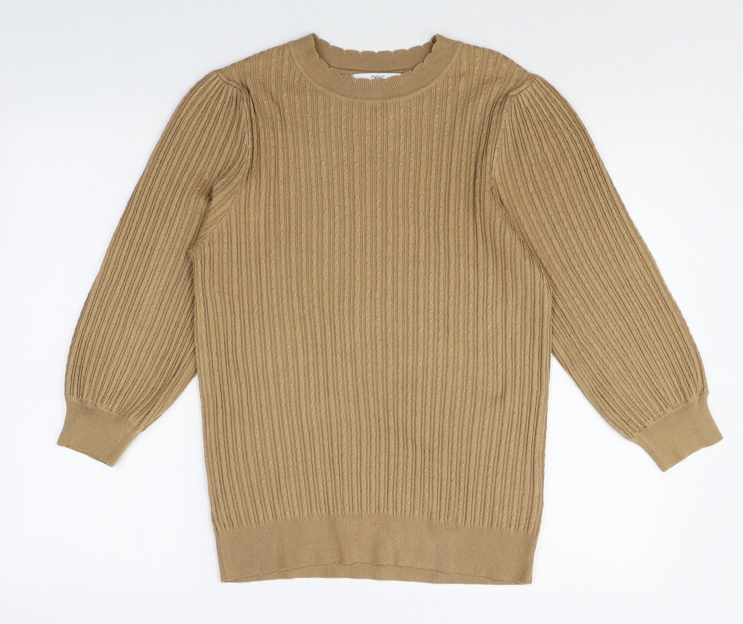 NEXT Womens Beige Round Neck Polyester Pullover Jumper Size 14