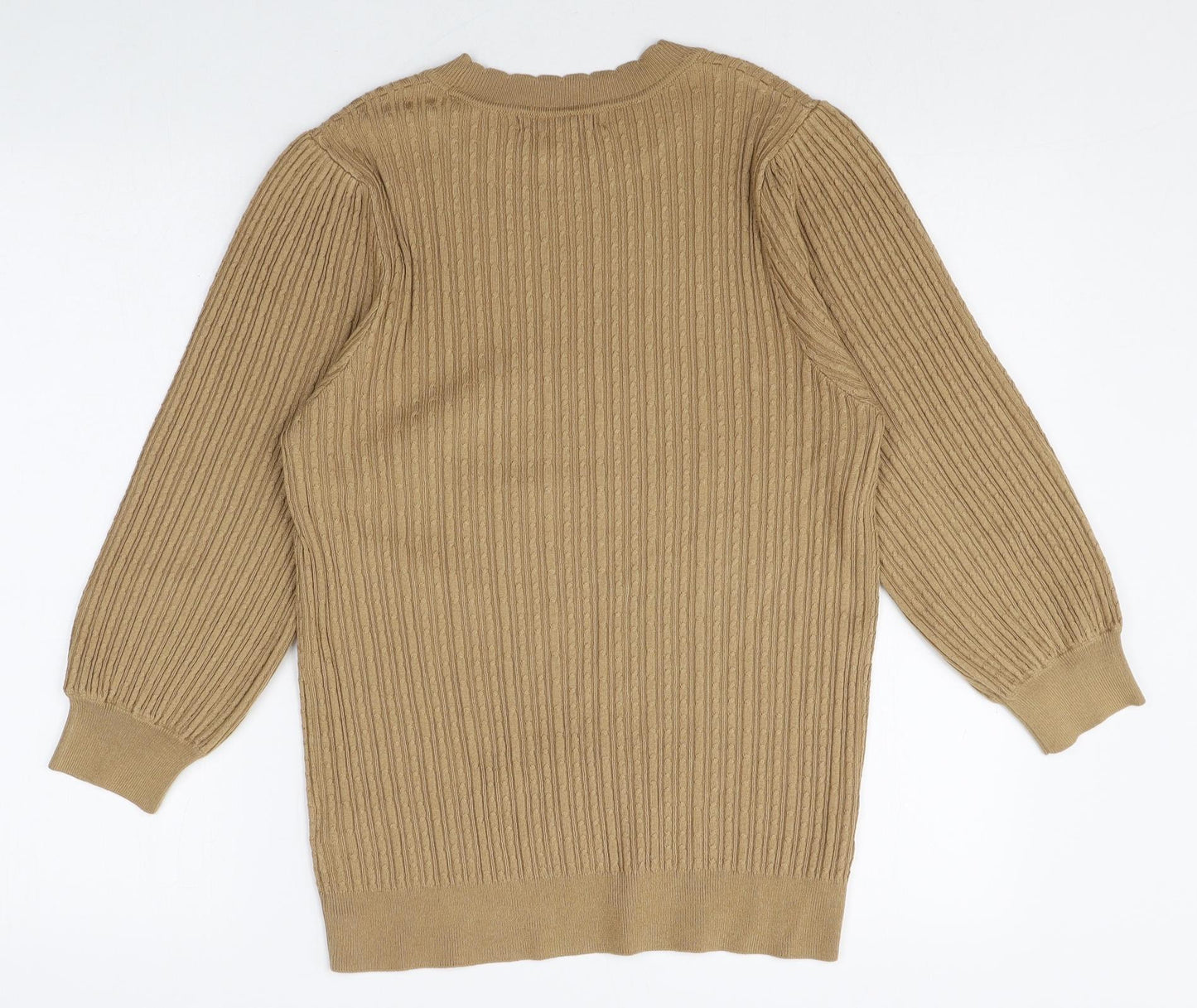 NEXT Womens Beige Round Neck Polyester Pullover Jumper Size 14