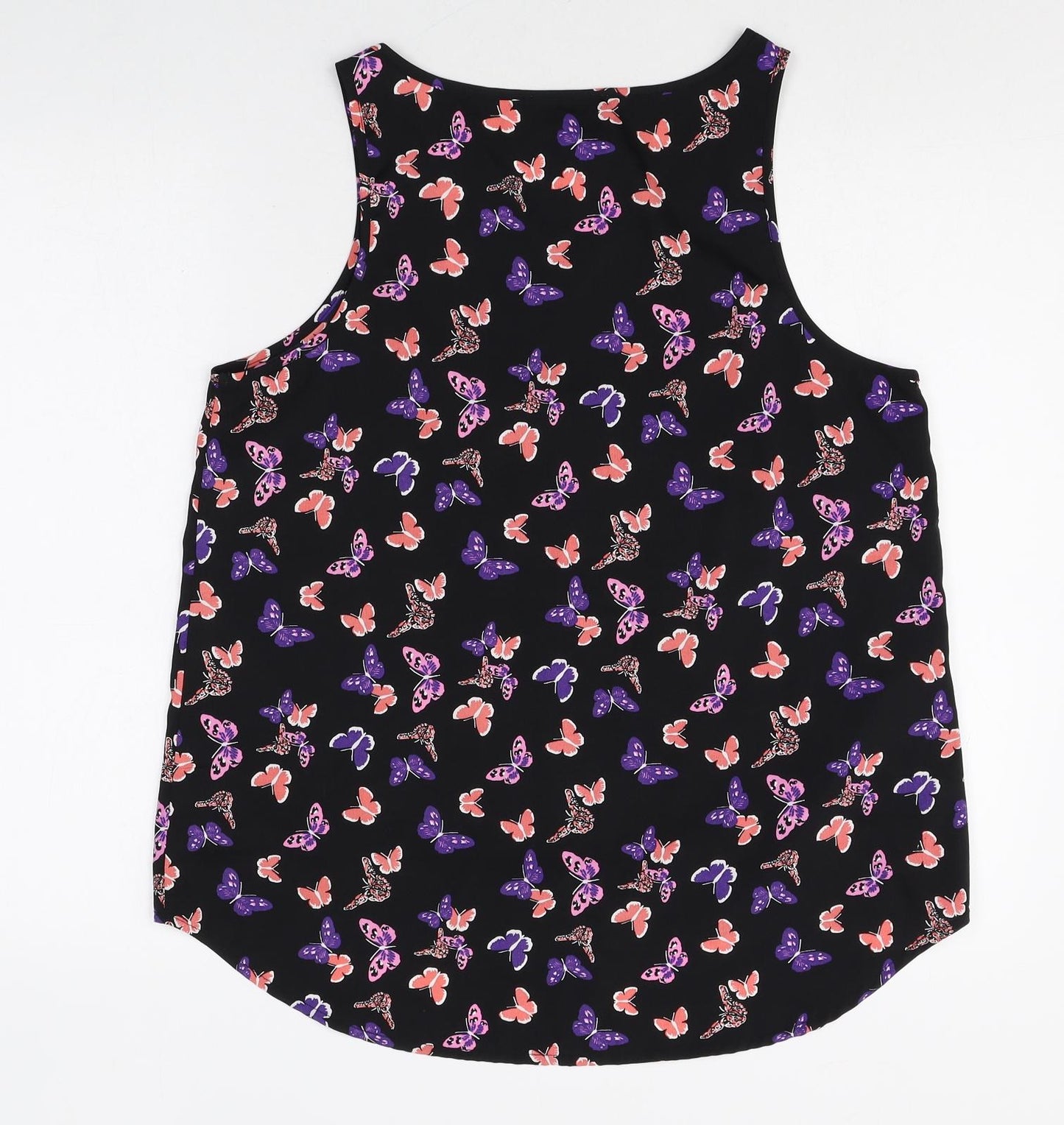 Atmosphere Womens Multicoloured Geometric Polyester Basic Tank Size 14 Boat Neck - Butterfly Print