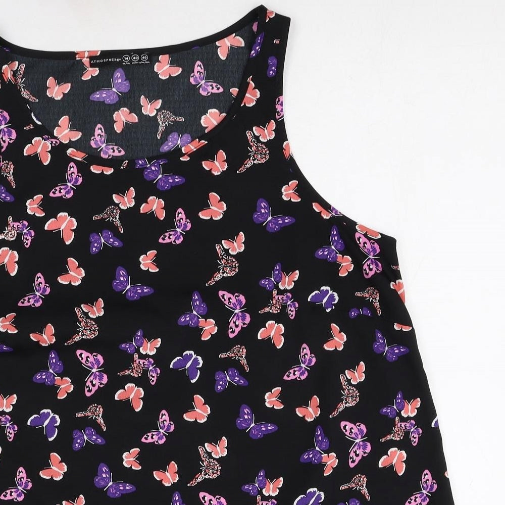 Atmosphere Womens Multicoloured Geometric Polyester Basic Tank Size 14 Boat Neck - Butterfly Print