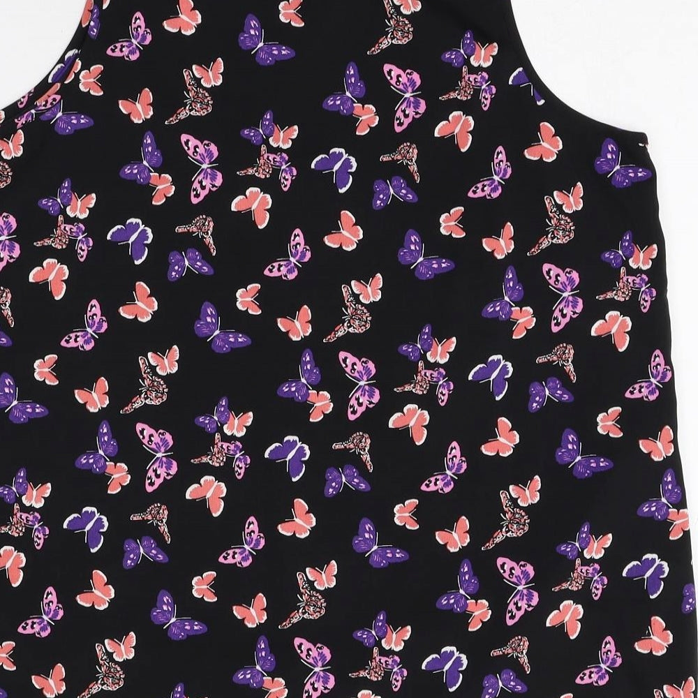Atmosphere Womens Multicoloured Geometric Polyester Basic Tank Size 14 Boat Neck - Butterfly Print